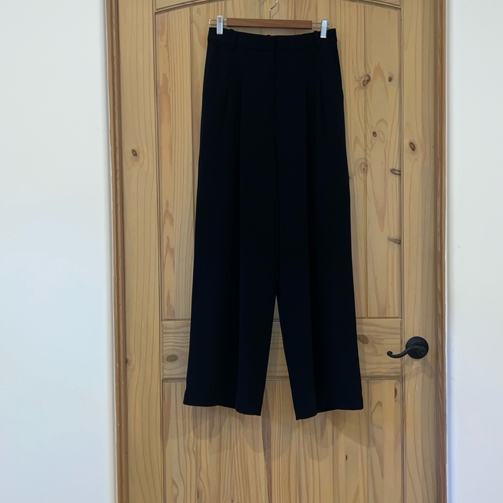 💖 H&M Wide Leg Navy Blue Dress Pants LIKE NEW EUC - Picture 5 of 8